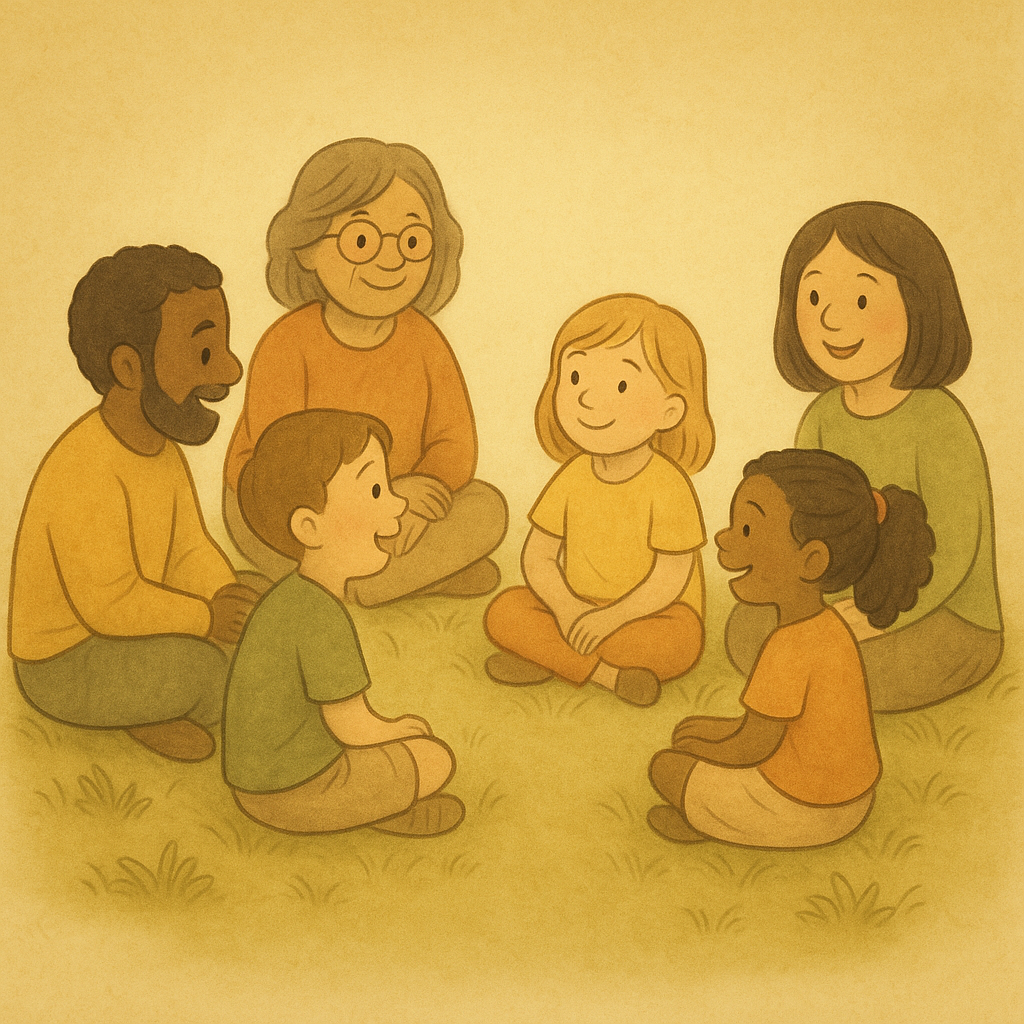 Illustration of a parent and child reading together