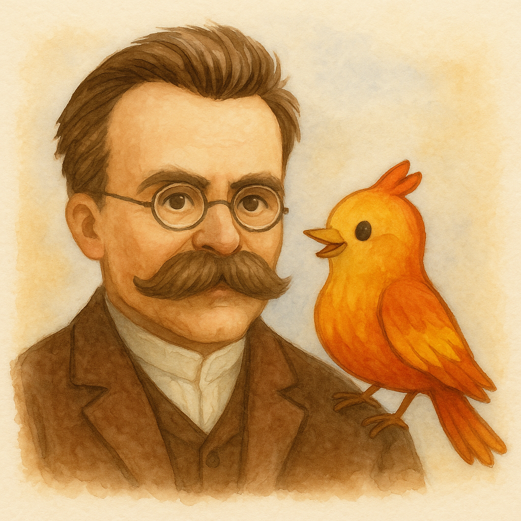 Friedrich Nietzsche and Soli the firebird